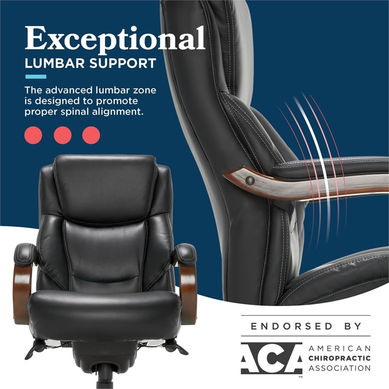 La-Z-Boy Delano Big & Tall Executive Office Chair Mahogany Black Bonded Leather