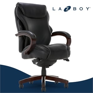 La-Z-Boy Hyland Modern Metal Executive Office Chair Black Bonded Leather