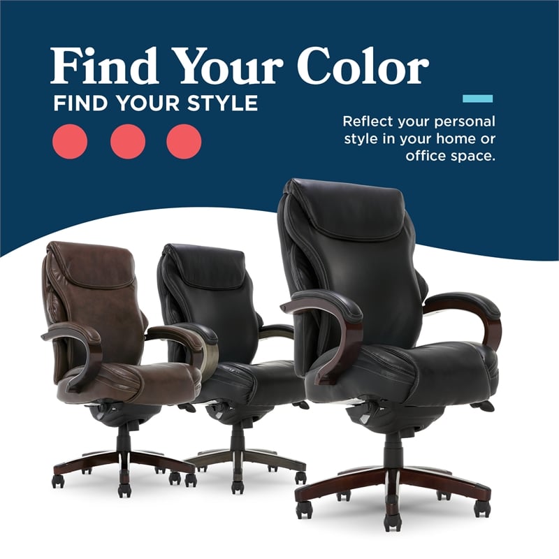 La-Z-Boy Hyland Modern Metal Executive Office Chair Black Bonded Leather