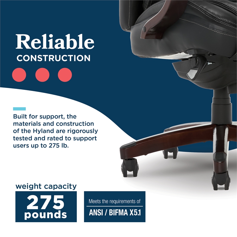 La-Z-Boy Hyland Modern Metal Executive Office Chair Black Bonded Leather