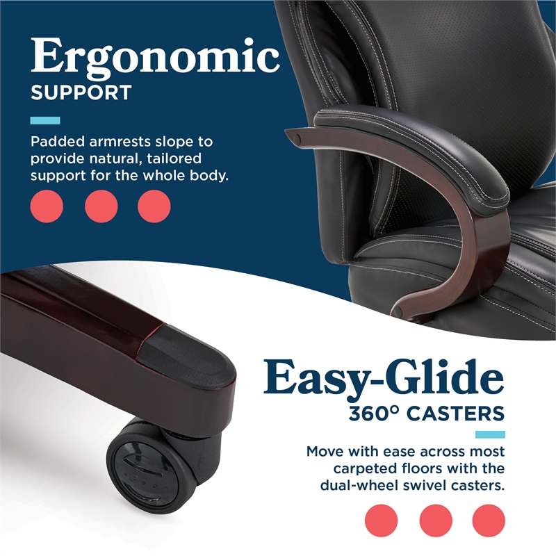 La-Z-Boy Hyland Modern Metal Executive Office Chair Black Bonded Leather