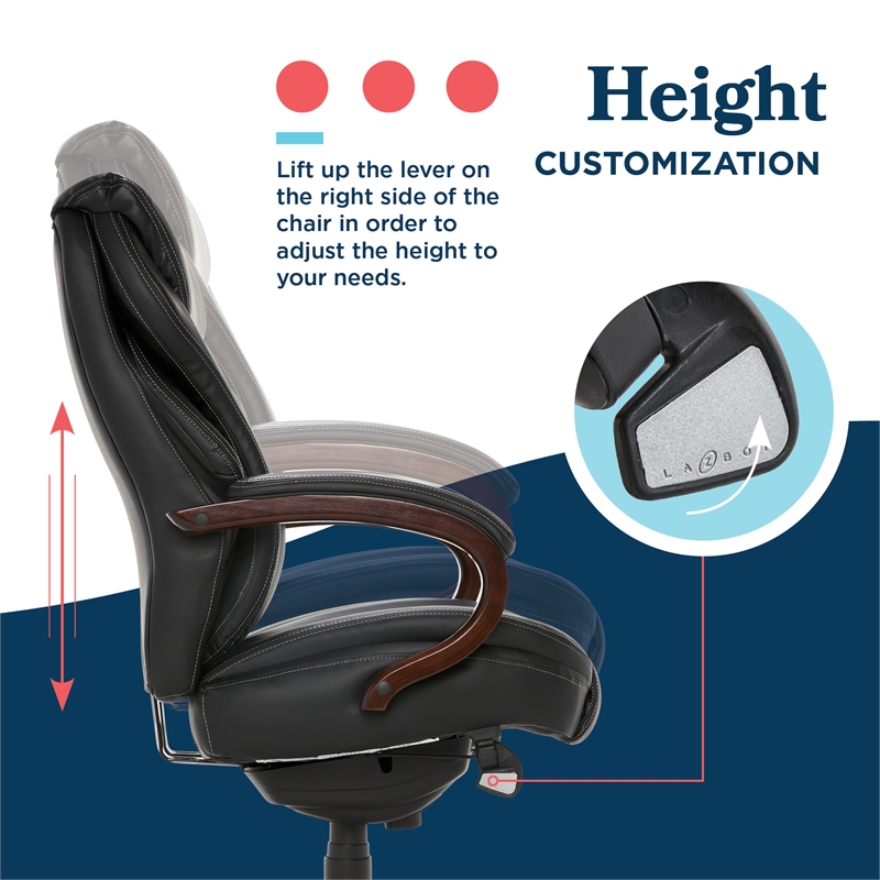 La-Z-Boy Hyland Modern Metal Executive Office Chair Black Bonded Leather