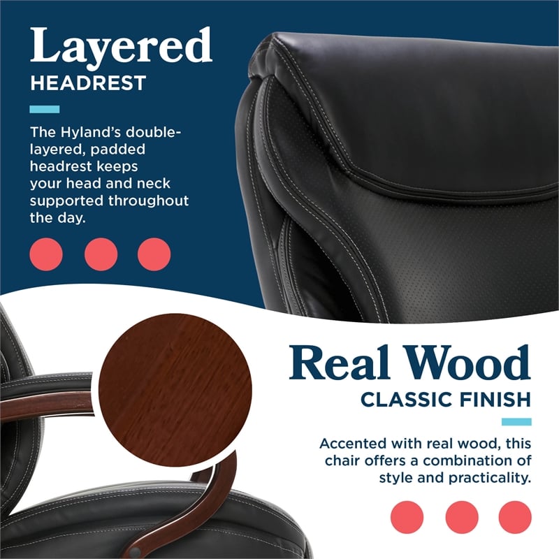 La-Z-Boy Hyland Modern Metal Executive Office Chair Black Bonded Leather