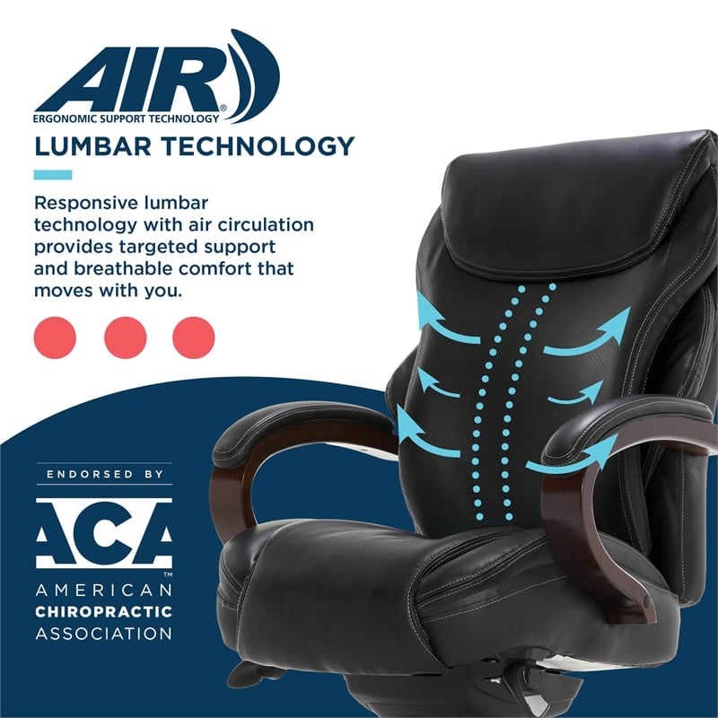 La-Z-Boy Hyland Modern Metal Executive Office Chair Black Bonded Leather