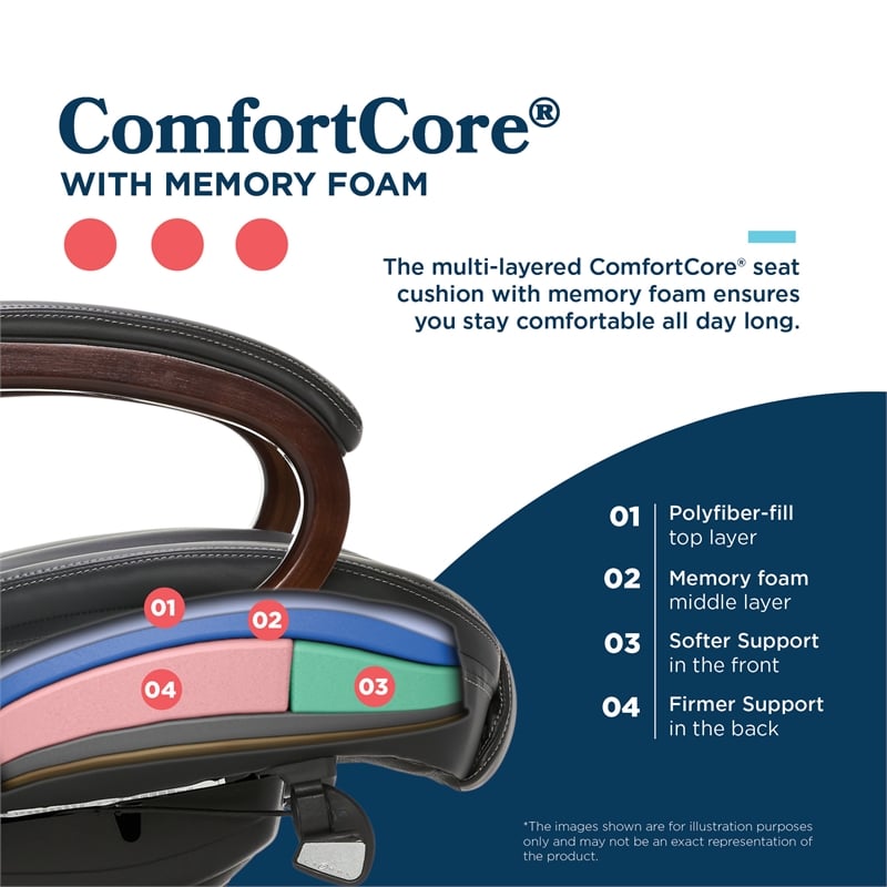 La-Z-Boy Hyland Modern Metal Executive Office Chair Black Bonded Leather