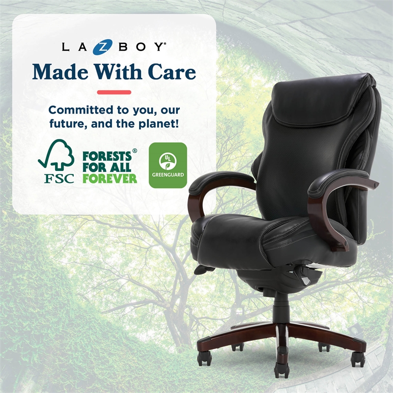 La-Z-Boy Hyland Modern Metal Executive Office Chair Black Bonded Leather