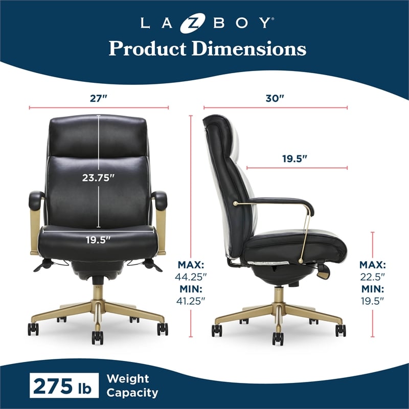 La-Z-Boy Modern Melrose Executive Office Chair Black Bonded Leather