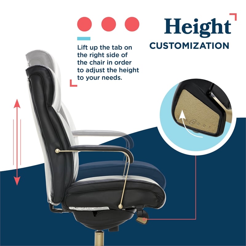 La-Z-Boy Modern Melrose Executive Office Chair Black Bonded Leather