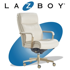 la-z-boy modern melrose executive office chair ivory white bonded leather