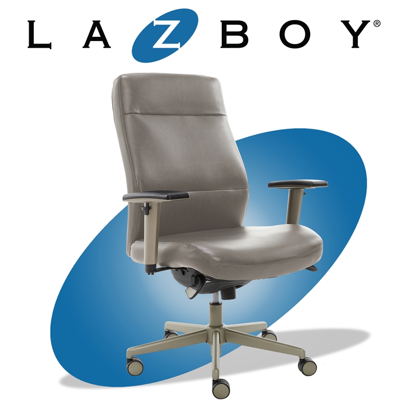LaZBoy Baylor Modern Executive Office Chair Grey Bonded Leather Cymax Business