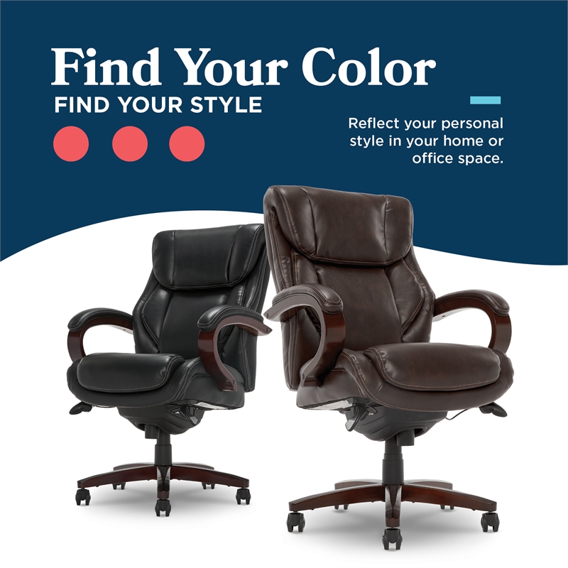 La-Z-Boy Bellamy Executive Office Chair with Memory Foam Brown Bonded Leather