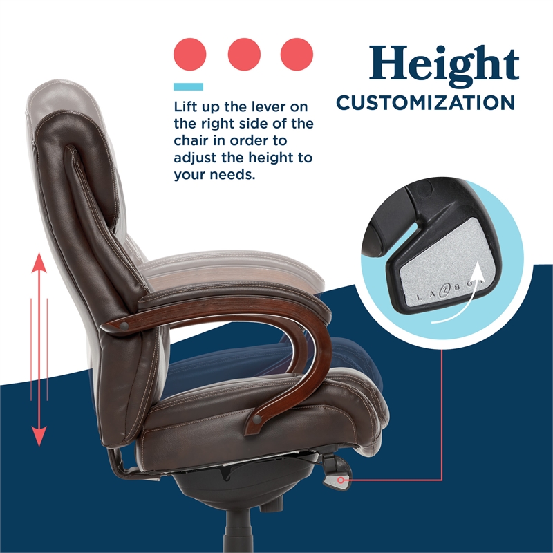 La-Z-Boy Bellamy Executive Office Chair with Memory Foam Brown Bonded Leather