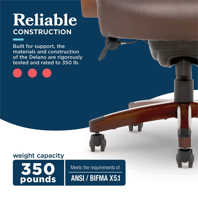 La-Z-Boy Delano Big & Tall Executive Office Chair Mahogany Chestnut Brown