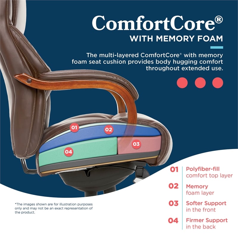 La-Z-Boy Delano Big & Tall Executive Office Chair Mahogany Chestnut Brown