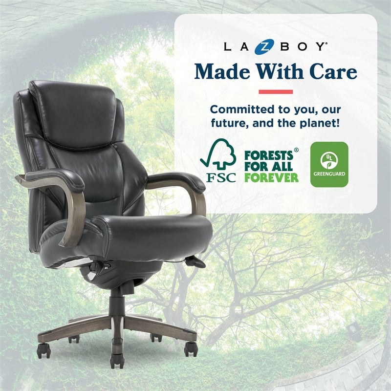 La-Z-Boy Delano Big & Tall Executive Office Chair Weathered Black Bonded Leather