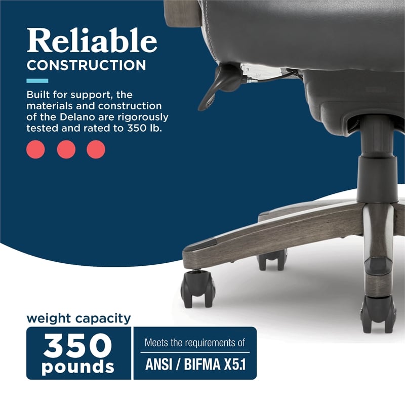 La-Z-Boy Delano Big & Tall Executive Office Chair Weathered Black Bonded Leather