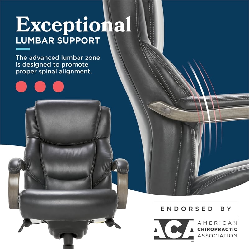La-Z-Boy Delano Big & Tall Executive Office Chair Weathered Black Bonded Leather