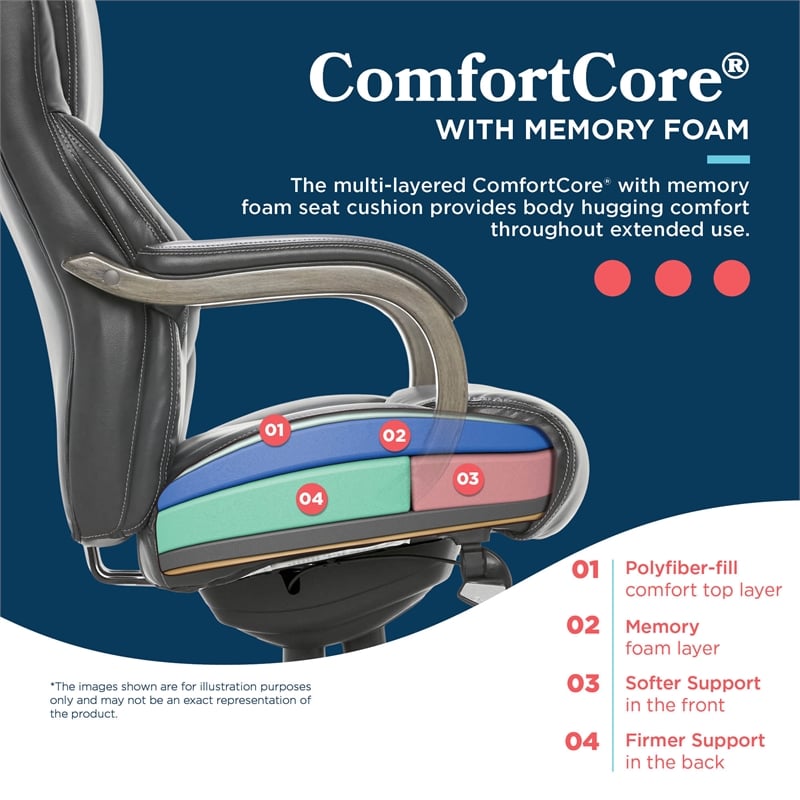 La-Z-Boy Delano Big & Tall Executive Office Chair Weathered Black Bonded Leather