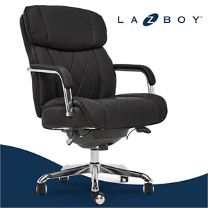 La-Z-Boy Sutherland Quilted Leather Executive Office Chair Black Bonded Leather