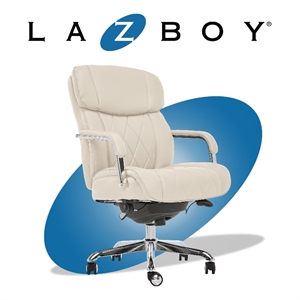 la-z-boy sutherland quilted leather executive office chair ivory white