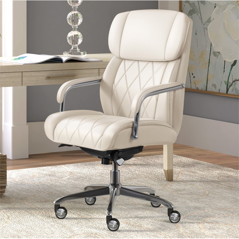 ivory leather office chair