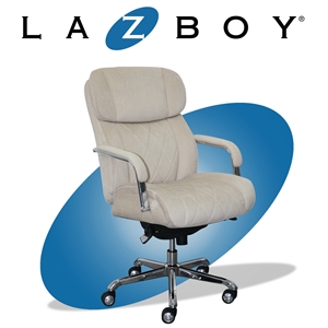 la-z-boy sutherland quilted fabric executive office chair cream