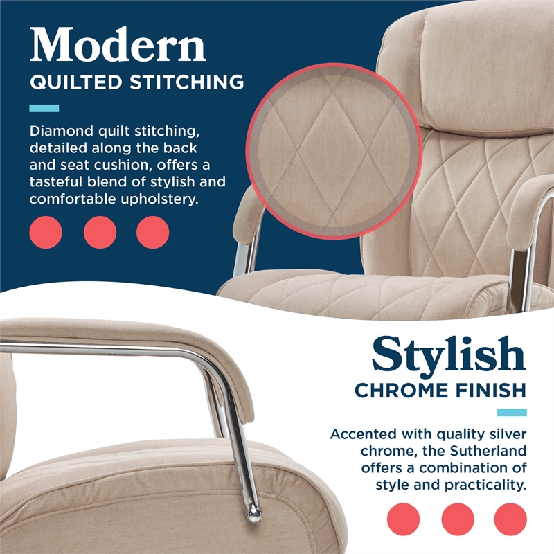 La-Z-Boy Sutherland Quilted Fabric Executive Office Chair Cream