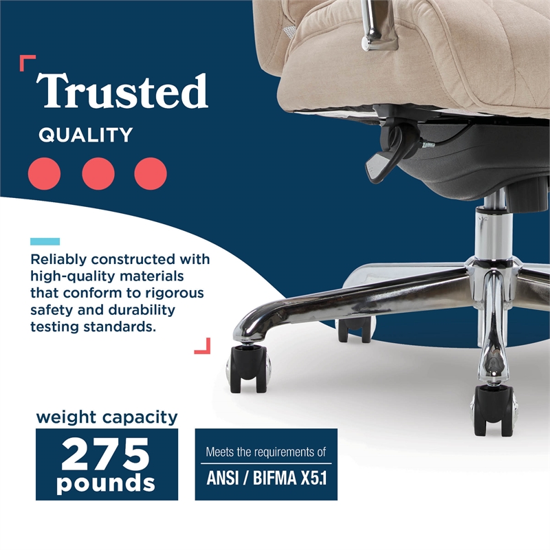 La-Z-Boy Sutherland Quilted Fabric Executive Office Chair Cream