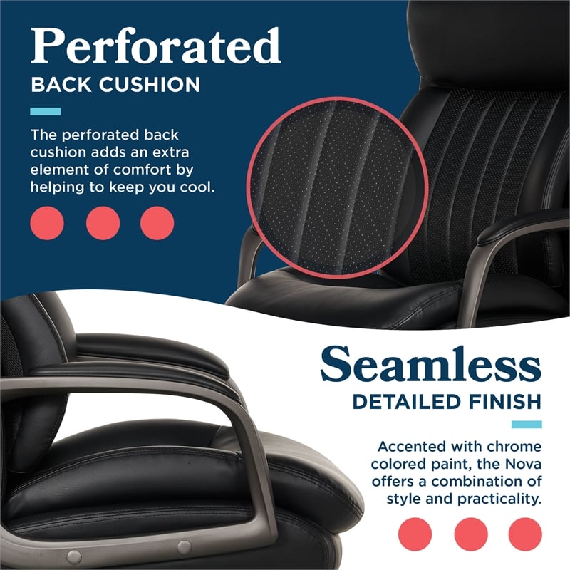 La-Z-Boy Nova High Back Modern Executive Office Chair Vegan PU Leather in Black