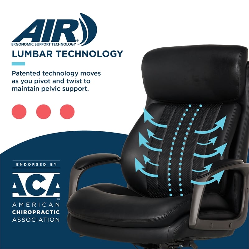La-Z-Boy Nova High Back Modern Executive Office Chair Vegan PU Leather in Black