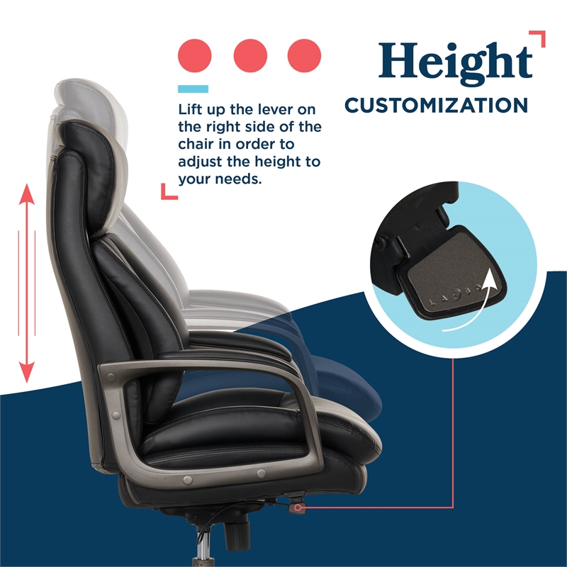 La-Z-Boy Nova High Back Modern Executive Office Chair Vegan PU Leather in Black