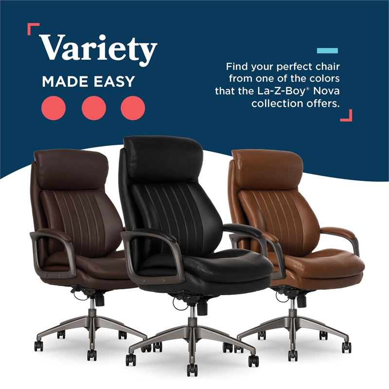 La-Z-Boy Nova High Back Modern Executive Office Chair Vegan PU Leather in Black