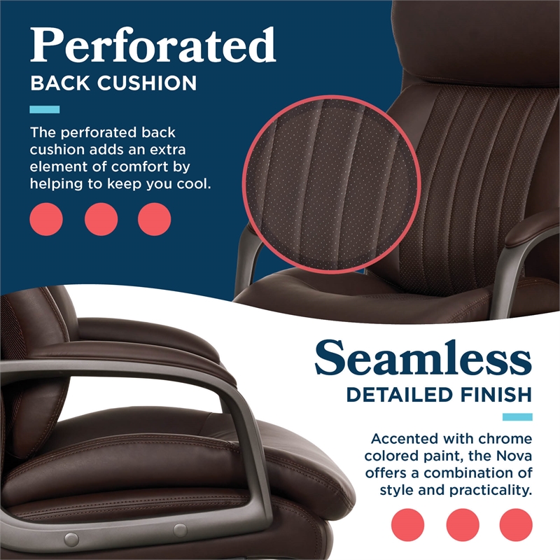 La-Z-Boy Nova Modern Executive Office Chair Vegan PU Leather in Brown