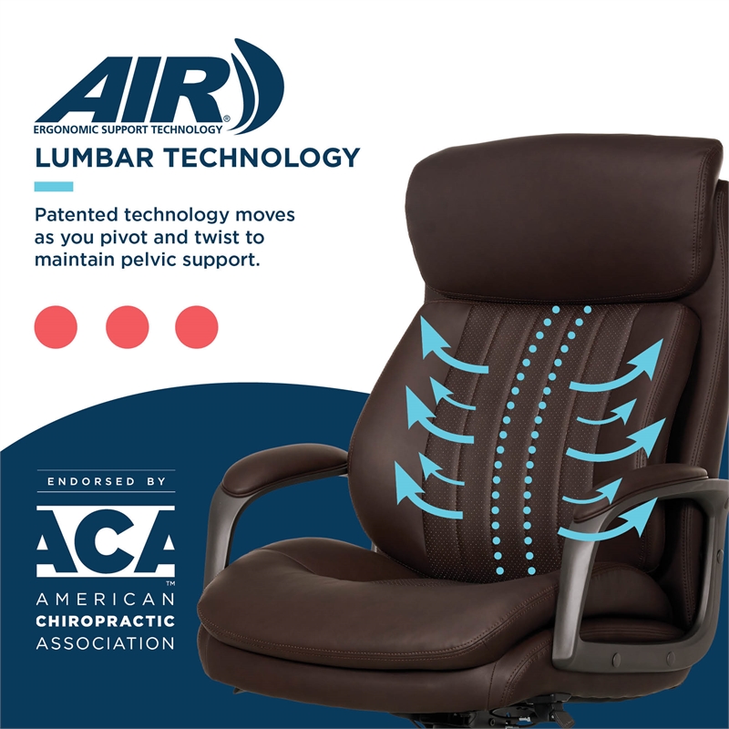 La-Z-Boy Nova Modern Executive Office Chair Vegan PU Leather in Brown