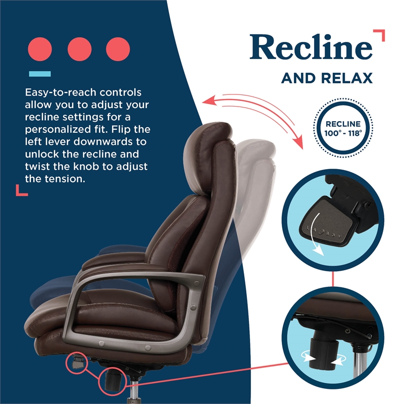 La-Z-Boy Nova Modern Executive Office Chair Vegan PU Leather in Brown