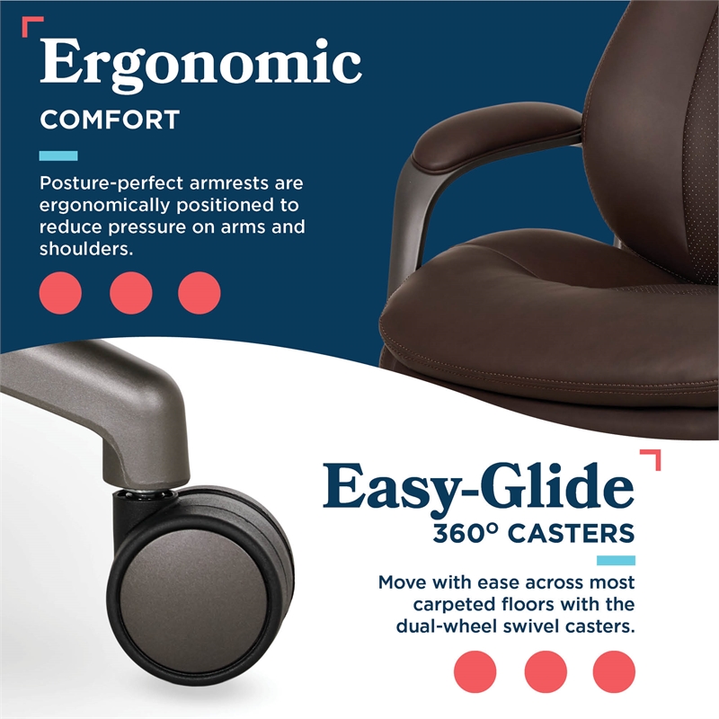 La-Z-Boy Nova Modern Executive Office Chair Vegan PU Leather in Brown