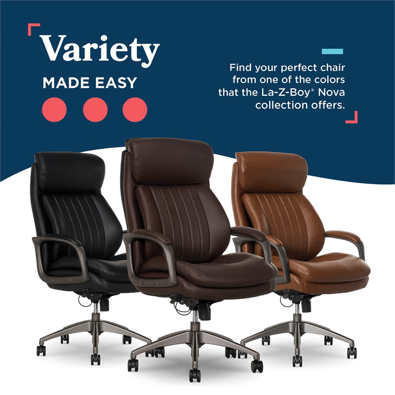 La-Z-Boy Nova Modern Executive Office Chair Vegan PU Leather in Brown