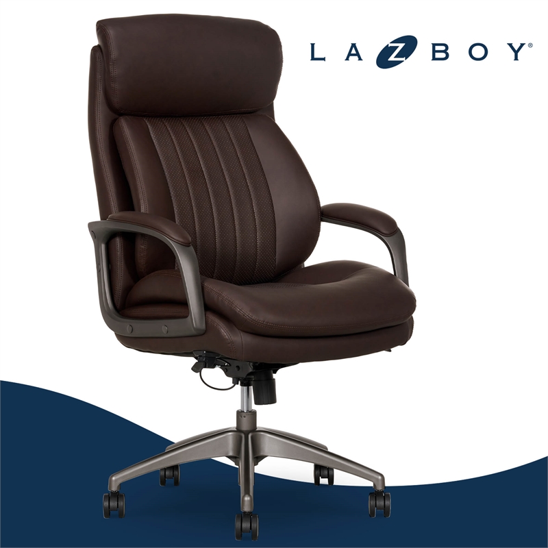 La-Z-Boy Nova Modern Executive Office Chair Vegan PU Leather in Brown