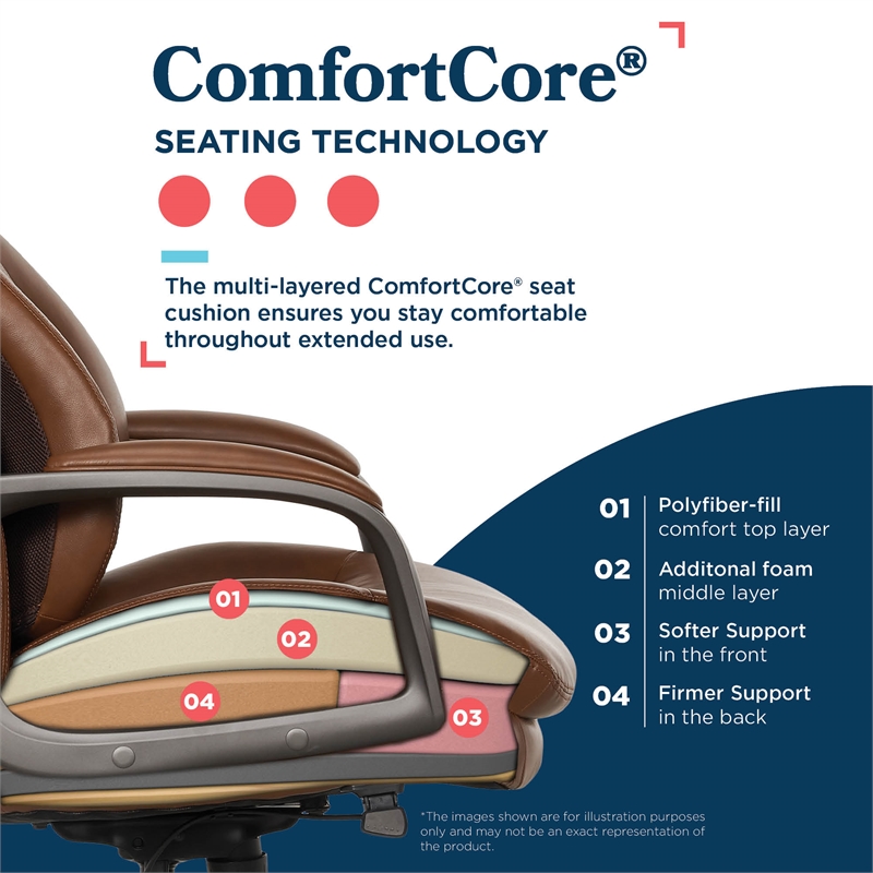 La-Z-Boy Nova Modern Executive Office Chair Vegan PU Leather in Cognac Brown