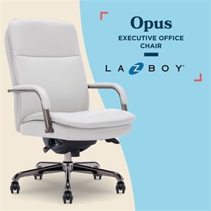 la-z-boy opus executive mid-back office chair bonded leather gray and graphite