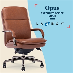 la-z-boy opus executive mid-back office chair bonded leather cognac and graphite