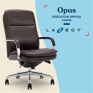 la-z-boy opus executive mid-back office chair bonded leather brown and chrome