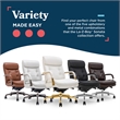 La-Z-Boy Sonata Executive MidBack Office Chair Bonded Leather White and Gold