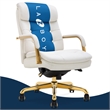 La-Z-Boy Sonata Executive MidBack Office Chair Bonded Leather White and Gold