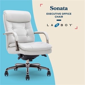 la-z-boy sonata executive midback office chair bonded leather gray and graphite