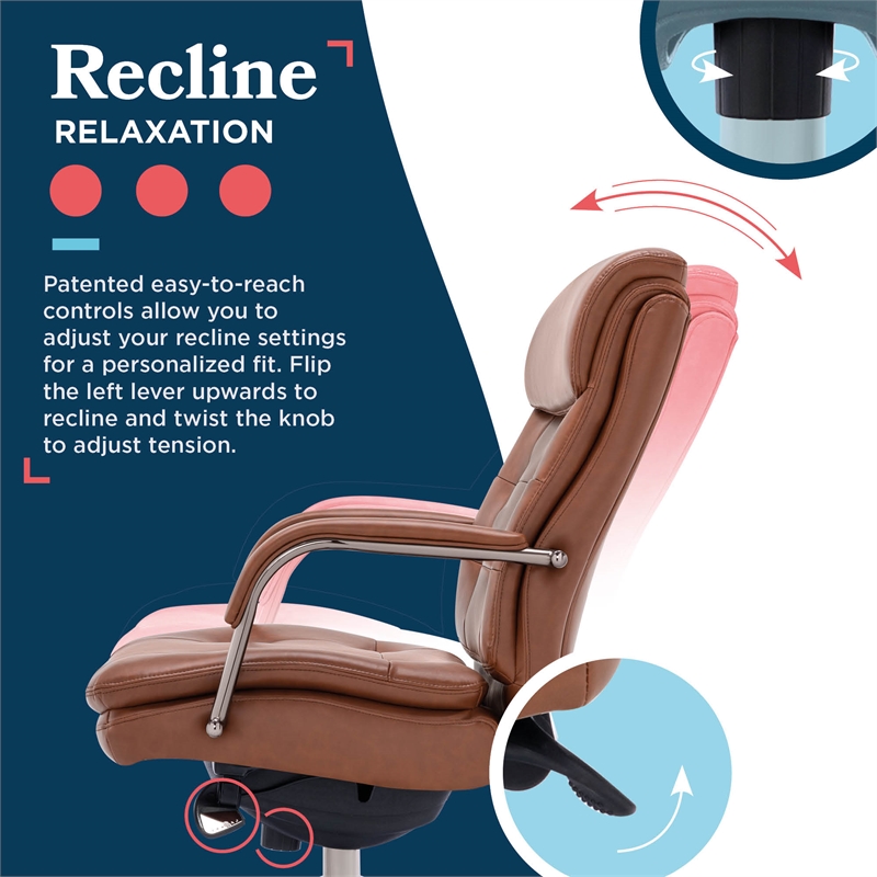 La-Z-Boy Sonata Executive MidBack Office Chair Bonded Leather Cognac