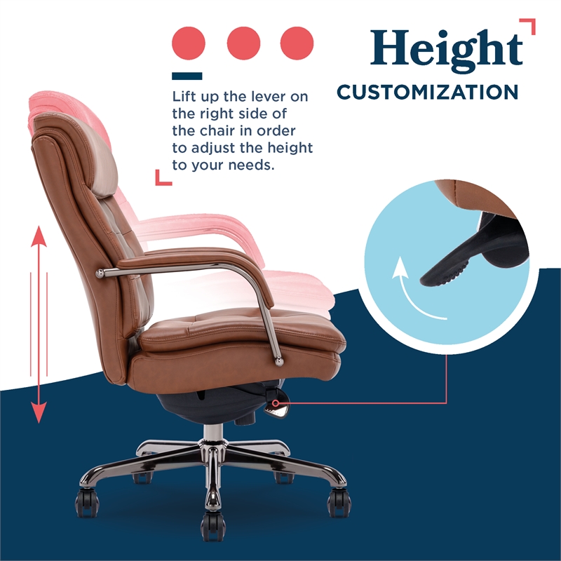 La-Z-Boy Sonata Executive MidBack Office Chair Bonded Leather Cognac