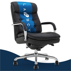 La-Z-Boy Sonata Executive MidBack Office Chair Bonded Leather Black and Chrome