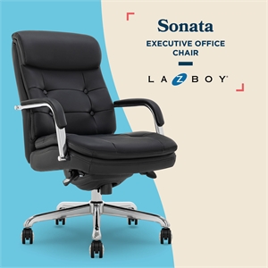 la-z-boy sonata executive midback office chair bonded leather black and chrome