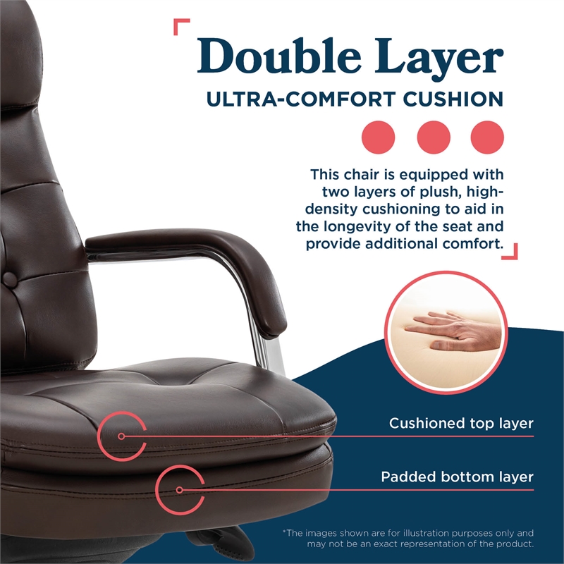 La-Z-Boy Sonata Executive MidBack Office Chair Bonded Leather Brown and Chrome